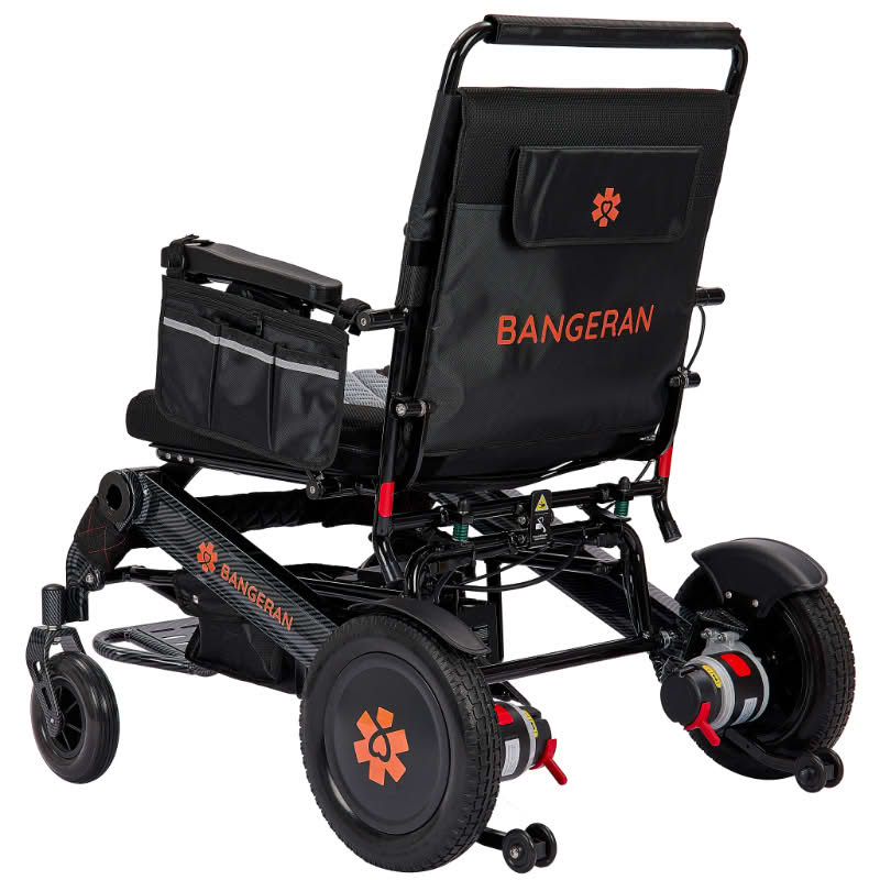 Black electric wheelchair with 'Bangeran' branding on a white background