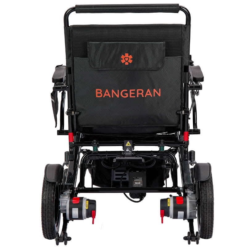 Black electric wheelchair with 'Bangeran' branding on a white background