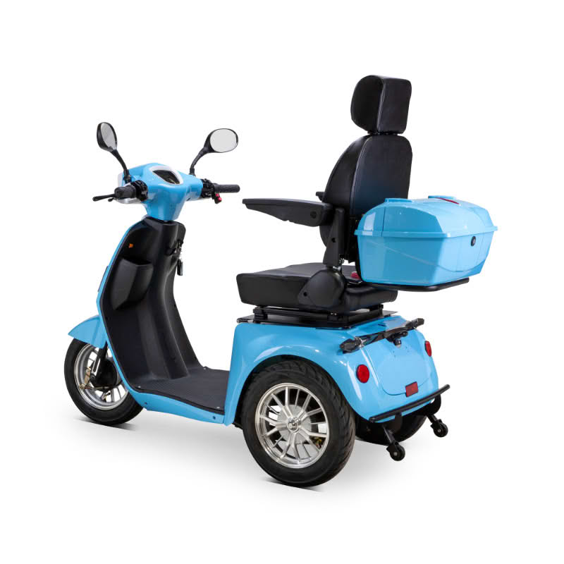 Elite 3-Wheel Scooter in blue, back left view