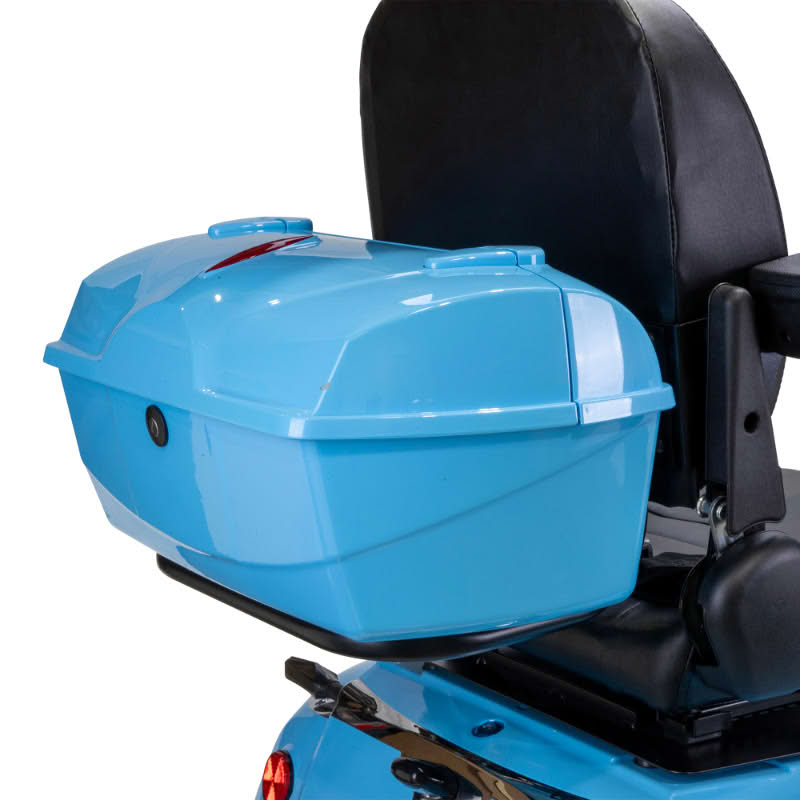 Elite 3-Wheel Scooter in blue, rear lockable storage closed