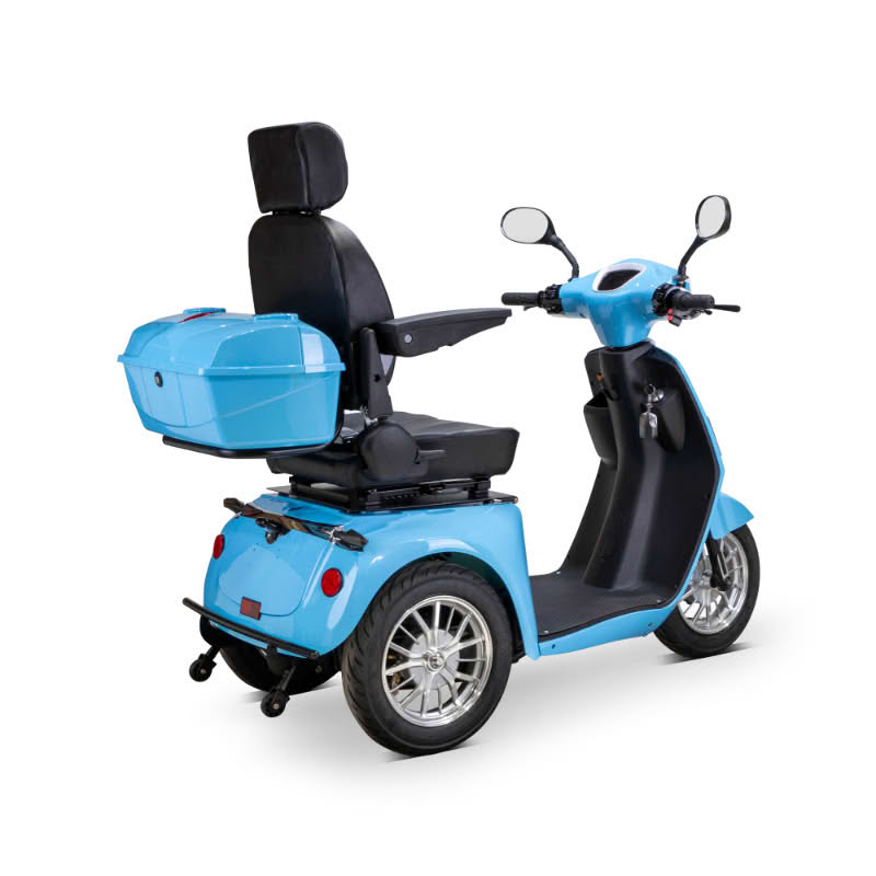 Elite 3-Wheel Scooter in blue, back right view
