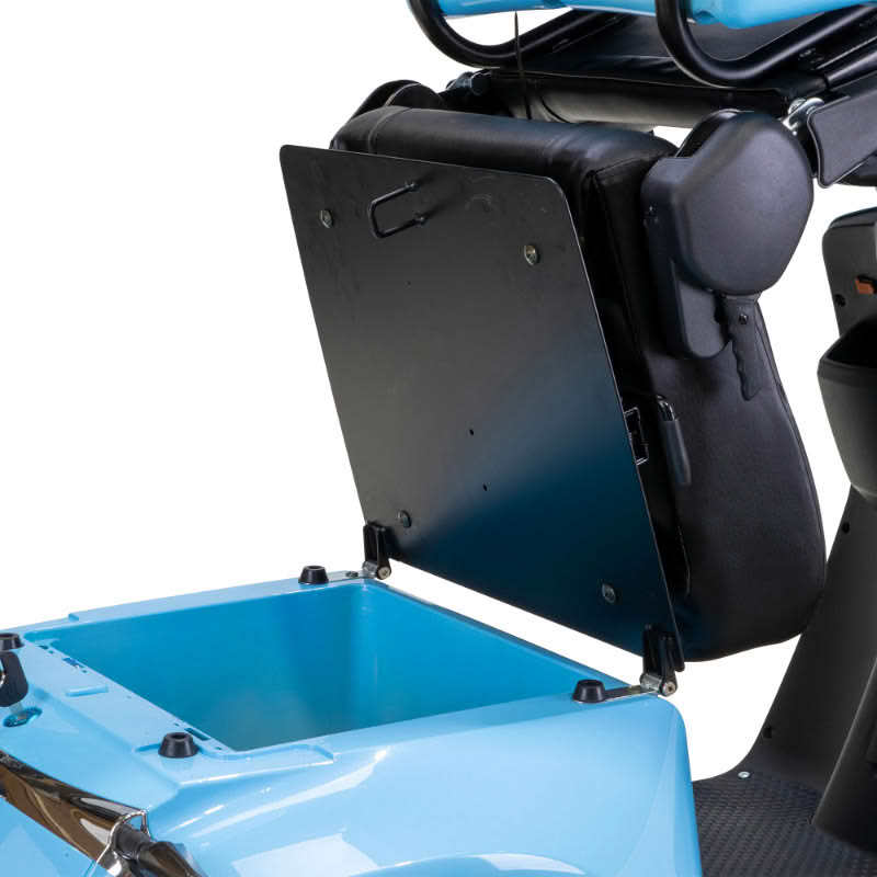 Elite 3-Wheel Scooter in blue, storage under the seat