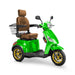 Legacy 3-Wheel Scooter in green, brown captains chair, gold wheels, sideview