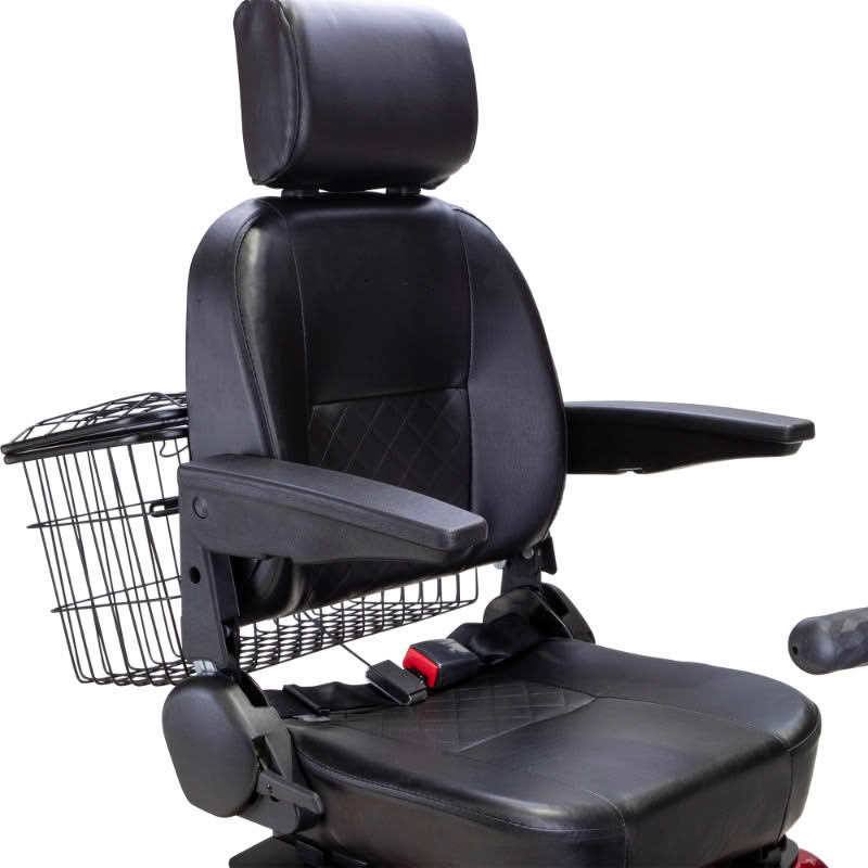 Legacy 3-Wheel Scooter in red, close up of the captains chair