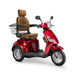 Legacy 3-Wheel Scooter in red, brown captains chair, chrome wheels, sideview