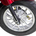 Legacy 3-Wheel Scooter in red, chrome wheel close up