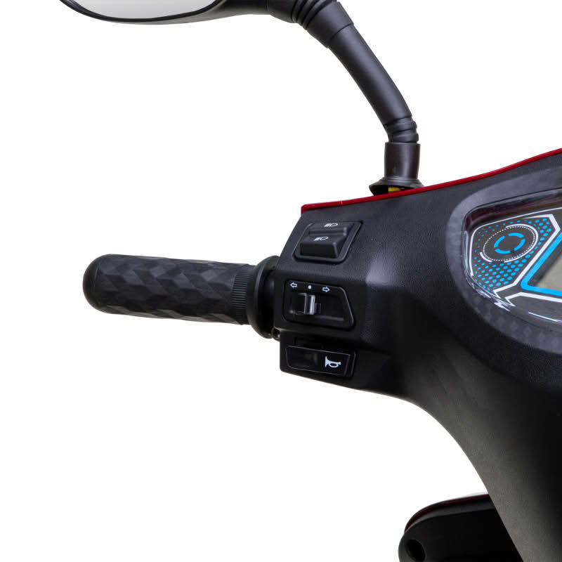 Legacy 3-Wheel Scooter in red, left handlebar grip, horn