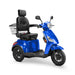 Legacy 3-Wheel Scooter in vibrant blue, black captains chair, black wheels, sideview