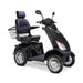 Platinum 4-Wheel Scooter in matte black with black captains chair and chrome wheels