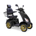 Platinum 4-Wheel Scooter in matte black with black captains chair and gold wheels