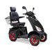 Platinum 4-Wheel Scooter in matte black with black captains chair and red wheels