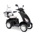 Platinum 4-Wheel Scooter in matte black with white captains chair and white wheels