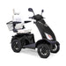 Platinum 4-Wheel Scooter in matte black with white captains chair and black wheels
