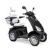 Platinum 4-Wheel Scooter in matte black with white captains chair and chrome wheels