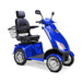 Platinum 4-Wheel Scooter in blue with black captains chair and chrome wheels