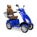 Platinum 4-Wheel Scooter in blue with brown captains chair and chrome wheels