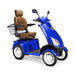 Platinum 4-Wheel Scooter in blue with brown captains chair and white wheels