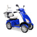 Platinum 4-Wheel Scooter in blue with white captains chair and chrome wheels