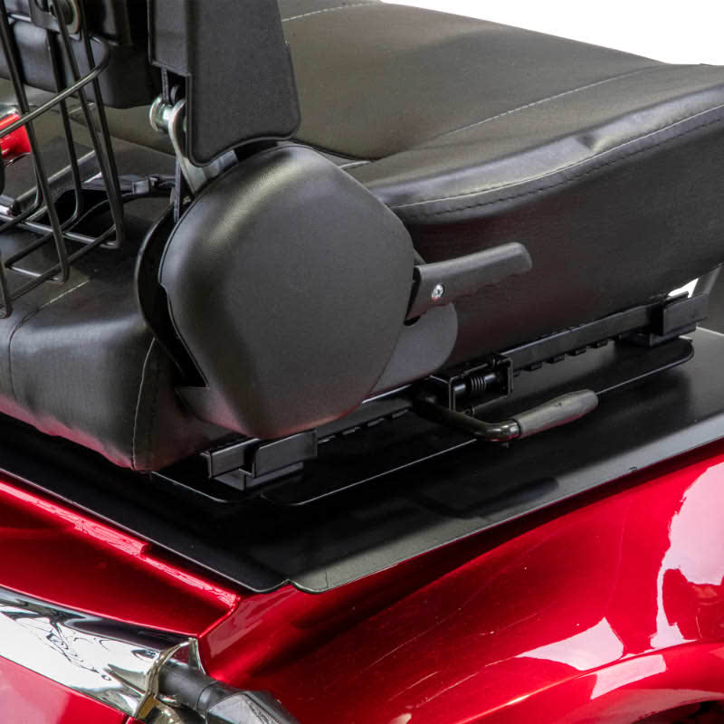 Platinum 4-Wheel Scooter in red with adjustable captains chair