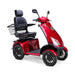 Platinum 4-Wheel Scooter in red with black captains chair and black wheels