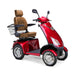 Platinum 4-Wheel Scooter in red with brown captains chair and chrome wheels