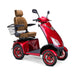Platinum 4-Wheel Scooter in red with brown captains chair and red wheels