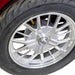 Platinum 4-Wheel Scooter in red, rear wheel close up 
