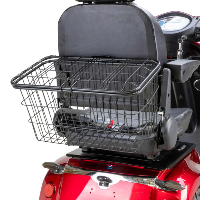 Platinum 4-Wheel Scooter in red with rear wire basket