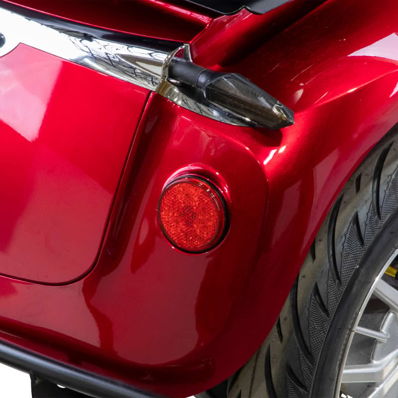 Platinum 4-Wheel Scooter in red, rear reflector and turn signal