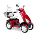 Platinum 4-Wheel Scooter in red with white captains chair and white wheels