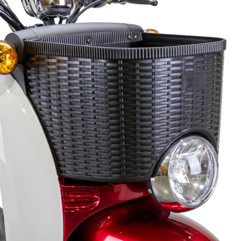 Supreme 3-Wheel Scooter in red and white, front basket and headlight