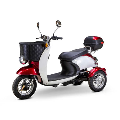 Supreme 3-Wheel Scooter in red and white, left front sideview