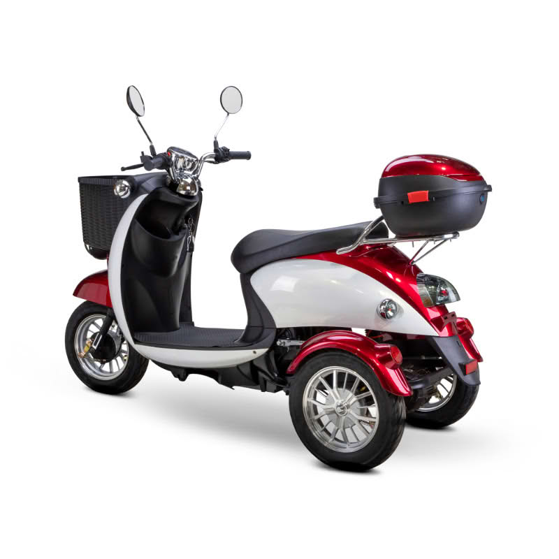 Supreme 3-Wheel Scooter in red and white, left rearview
