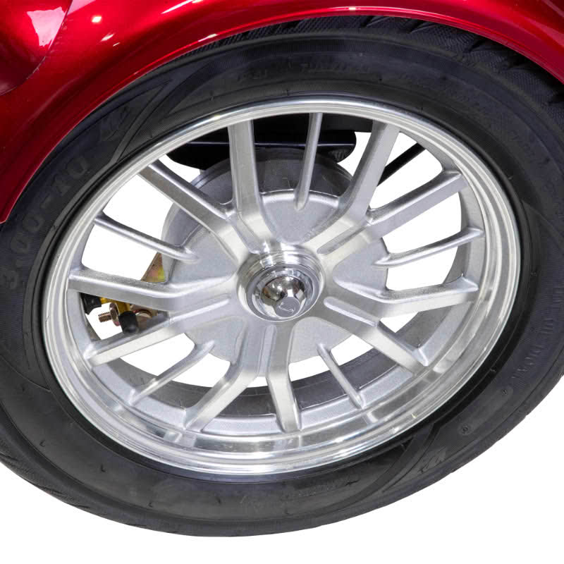 Supreme 3-Wheel Scooter in red and white, chrome rear wheel