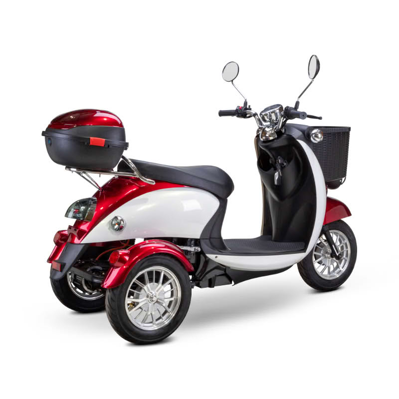 Supreme 3-Wheel Scooter in red and white, right rearview