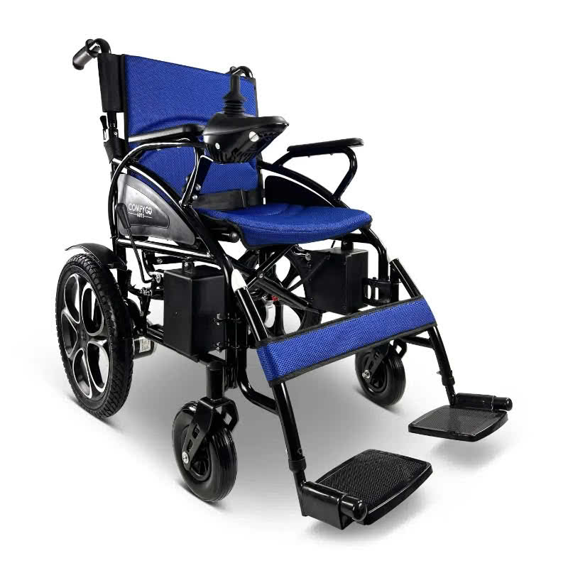 ComfyGo 6011 Electric Wheelchair in blue, front right view