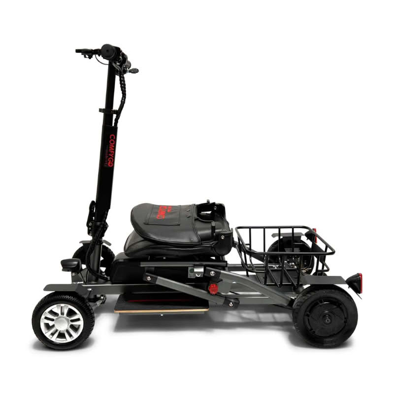 ComfyGo MS-5000 Mobility Scooter in gray, seat folded down