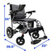 ComfyGo X-7 Lightweight Wheelchair in silver, dimensions