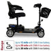 ComfyGo Z-4 Mobility Scooter in blue, rightside view and different batteries