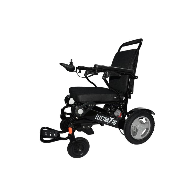 Electra 7 HD Power Wheelchair in black, front left view