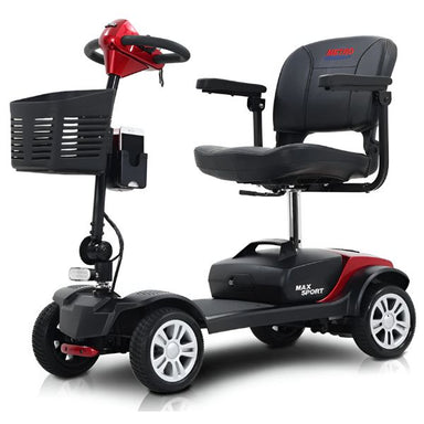 Metro Mobility Max Sport Portable 4-Wheel Mobility Scooter Red Front Left View