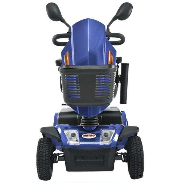 s500 heavy duty mobility scooter, blue color, front view