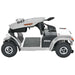 s500 heavy duty mobility scooter, silver color, folded in half