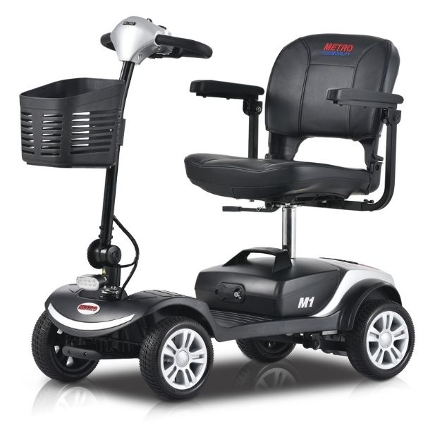 Metro Mobility M1 4-Wheel Mobility Scooter Silver Left Side View