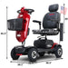 Metro Mobility Max Plus 4-Wheel Mobility Scooter Red Dimensions