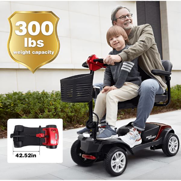 Metro Mobility Max Sport Portable 4-Wheel Mobility Scooter 300 pound weignt capacity