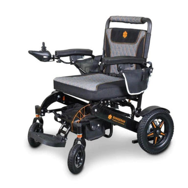 Mammoth EX Wheelchair in black and orange, front left view