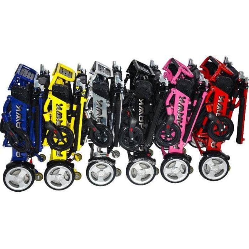 Air Hawk Foldable Electric Wheelchair, all colors displayed