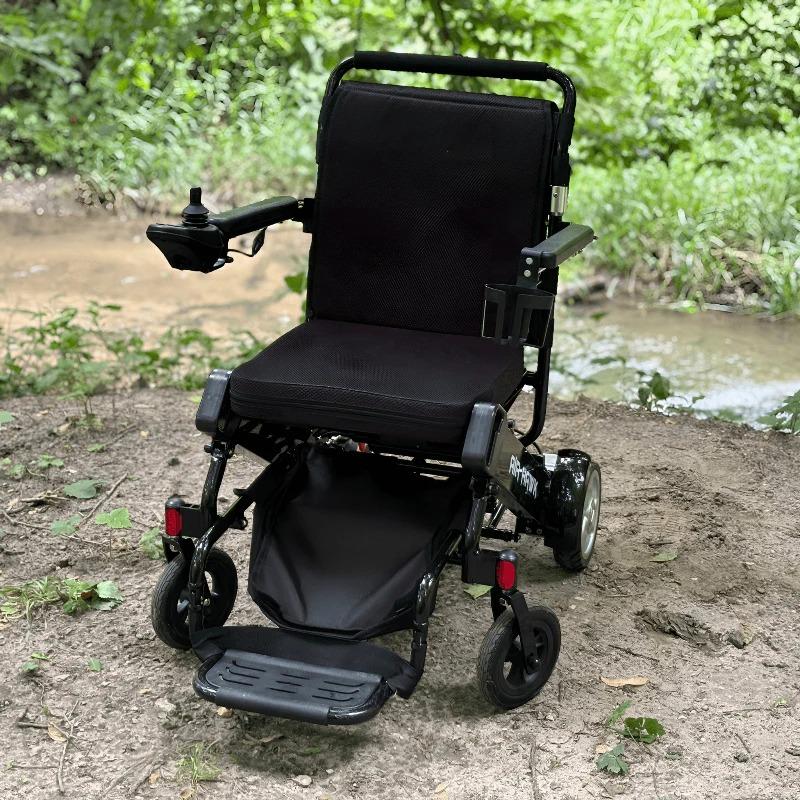 Air Hawk Foldable Power Wheelchair front view, outside 