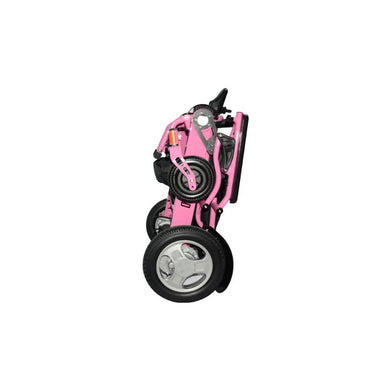 Electra 7 HD Power Wheelchair in pink, folded sideview